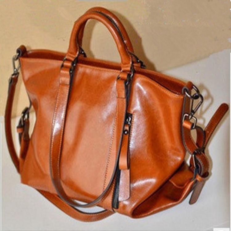 Vintage Oiled Faux Leather Satchel Bag
