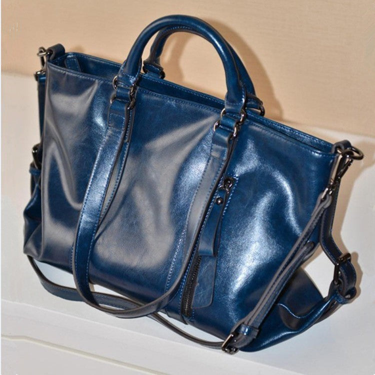 Vintage Oiled Faux Leather Satchel Bag