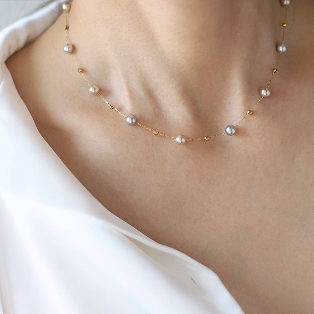 Pearl Station Layering Necklace