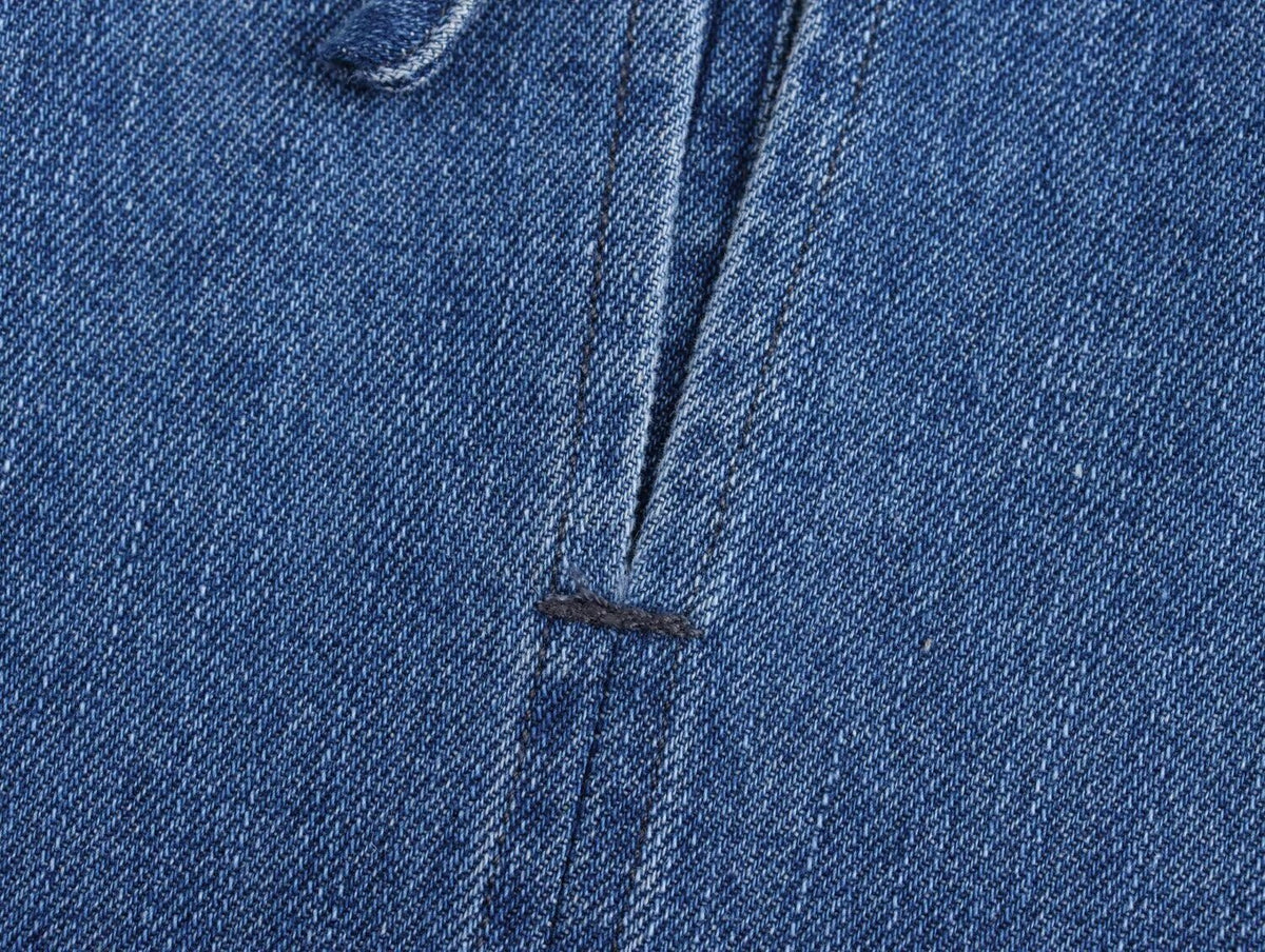 Keyhole Tie Back Paneled Denim Mini Dress - Blue - 9