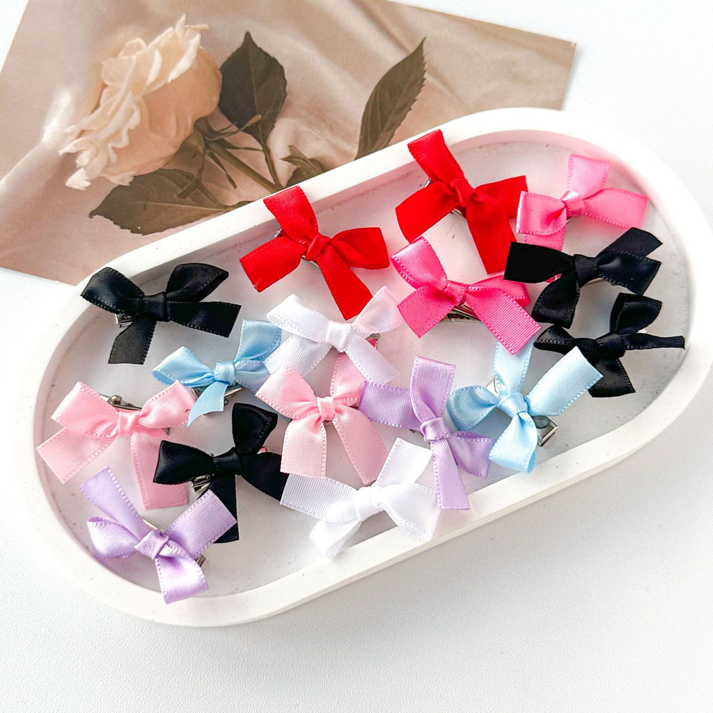 Y2K Mini Ribbon Bow Hair Clip Set - Mixed