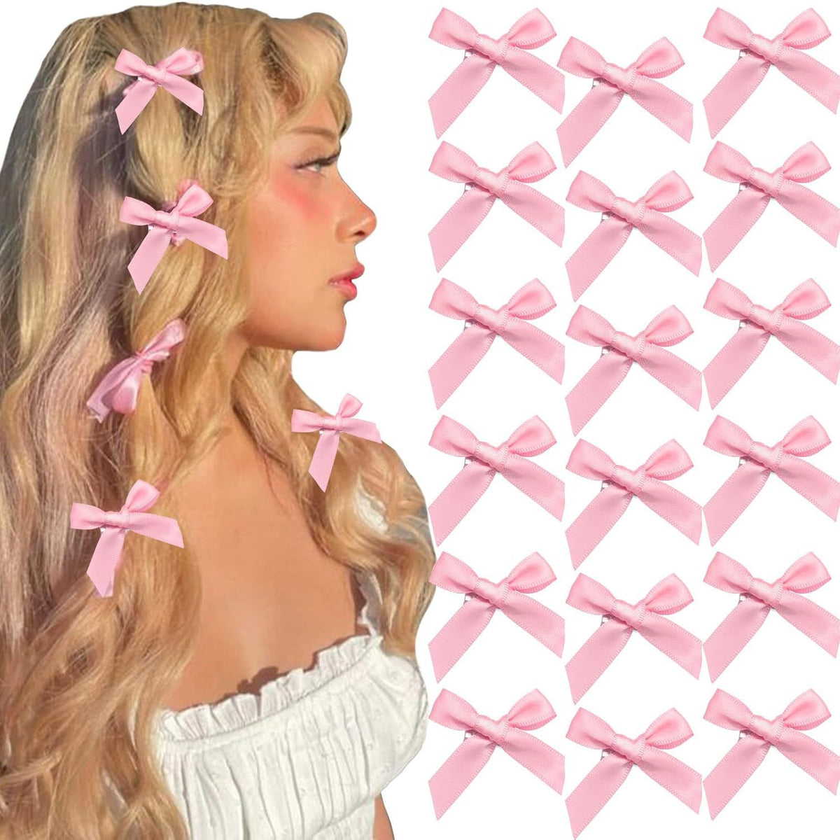 Y2K Mini Ribbon Bow Hair Clip Set