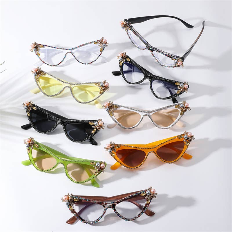 Flower Pearl Cat Eye Sunglasses