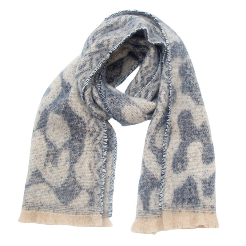 Brushed Leopard Print Winter Blanket Scarf - NO-1