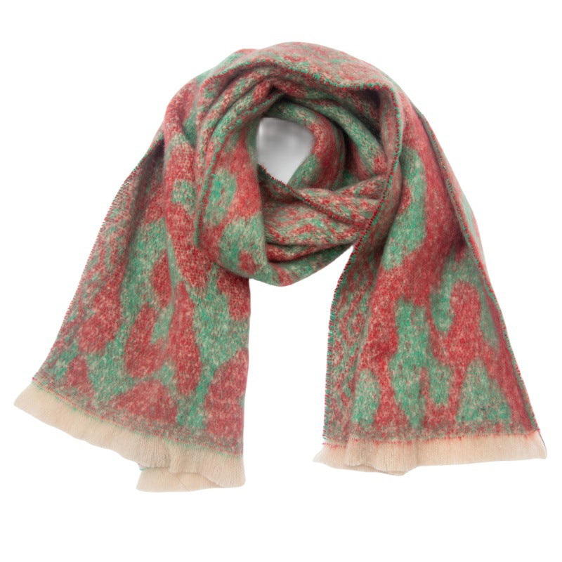Brushed Leopard Print Winter Blanket Scarf - NO-2