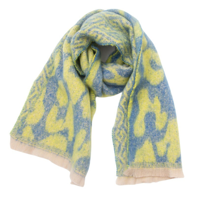 Brushed Leopard Print Winter Blanket Scarf - NO-3