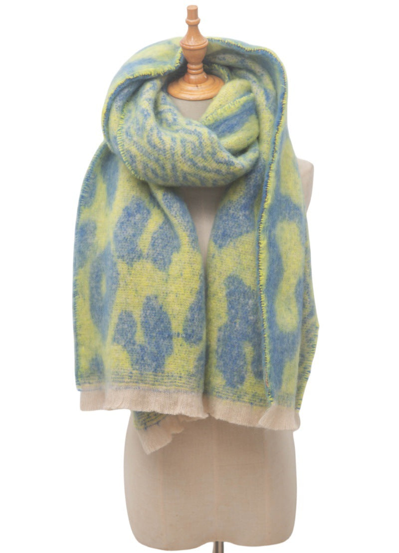 Brushed Leopard Print Winter Blanket Scarf - NO-3 - 1