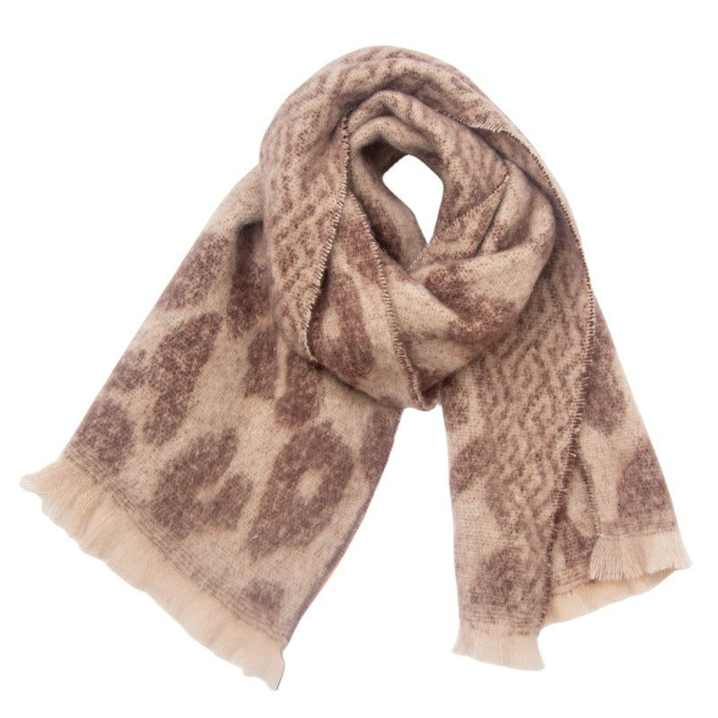 Brushed Leopard Print Winter Blanket Scarf - NO-5