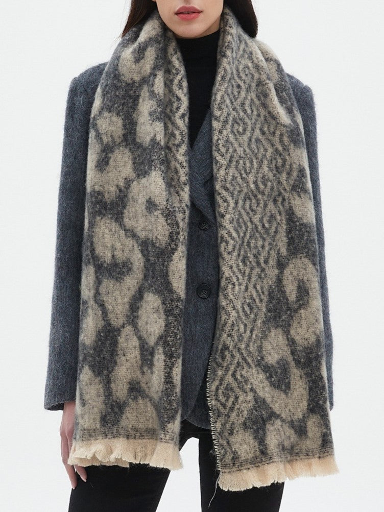 Brushed Leopard Print Winter Blanket Scarf - NO-6 - 1