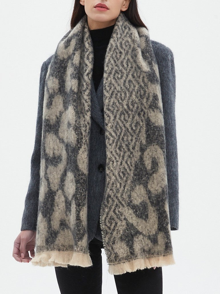 Brushed Leopard Print Winter Blanket Scarf - NO-6 - 2