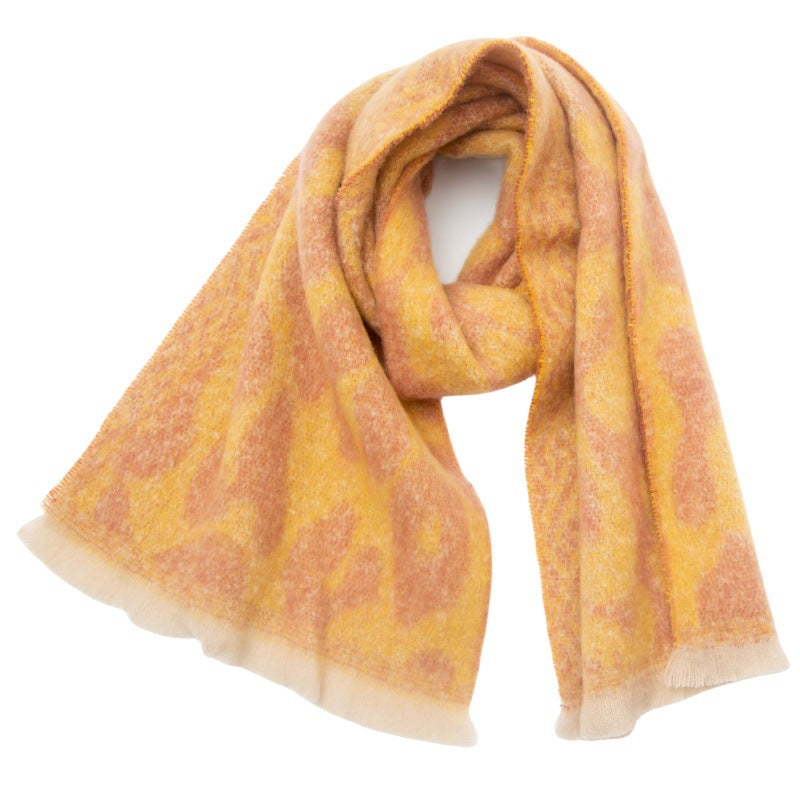 Brushed Leopard Print Winter Blanket Scarf - NO-8
