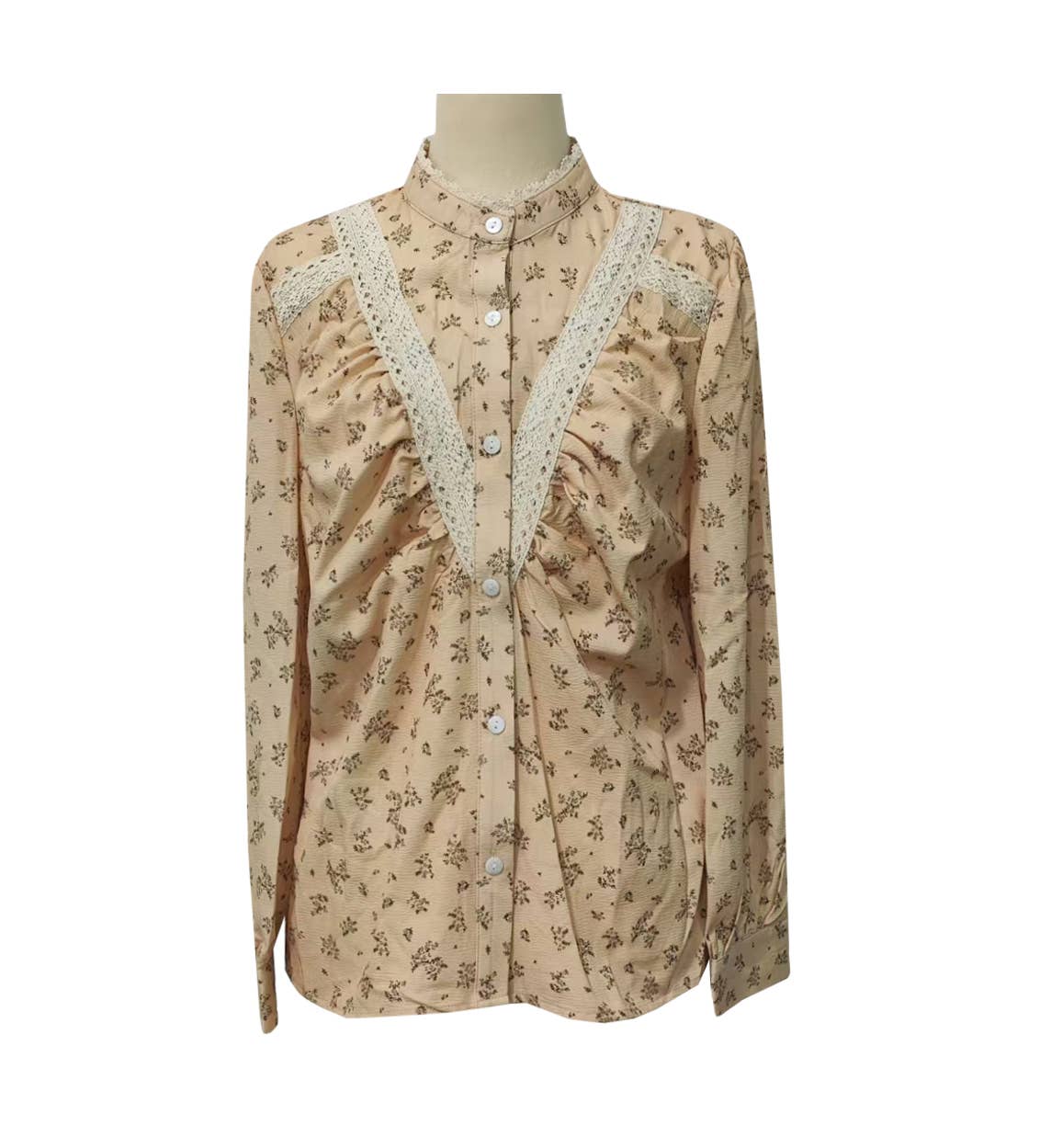 Ditsy Floral Crochet Trim Button Down Shirt