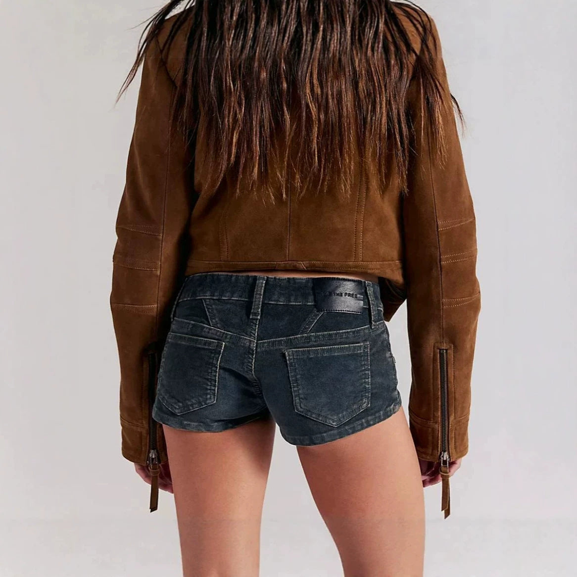Ultra Low Rise Micro Mini Denim Shorts - Blue - 2
