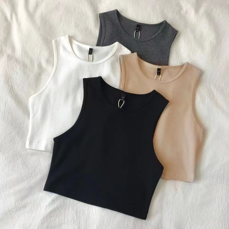 Ribbed Crewneck Cropped Tank Top