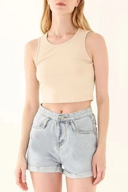 Ribbed Crewneck Cropped Tank Top - view 2