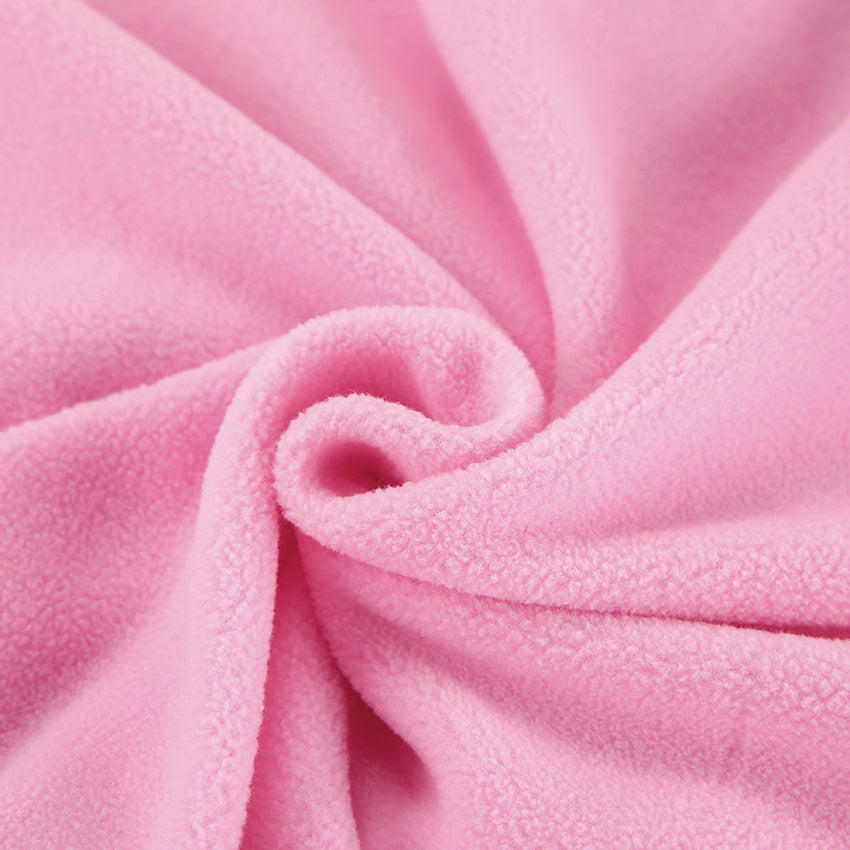 Pink Fleece Half Zip Collared Sweatshirt - Pink - 8
