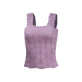 Textured Jacquard Square Neck Ruffle Strap Tank - Purple