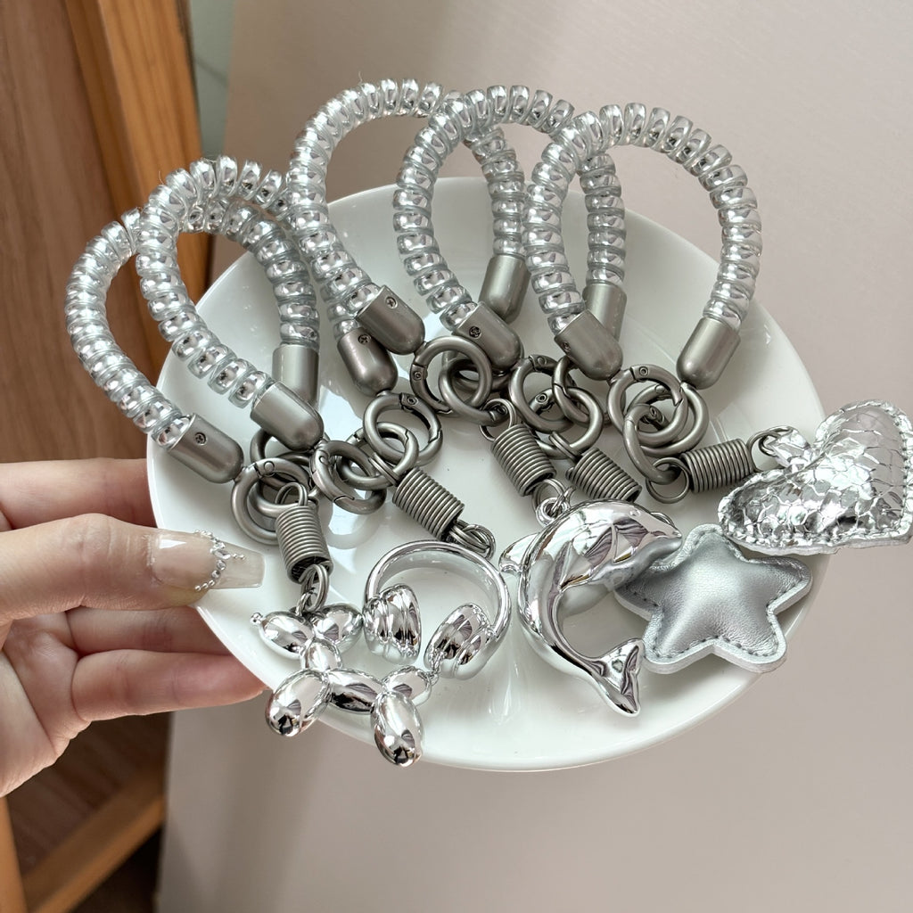 Stretch Coil Phone Lanyard With Cute Charms - Love - 1