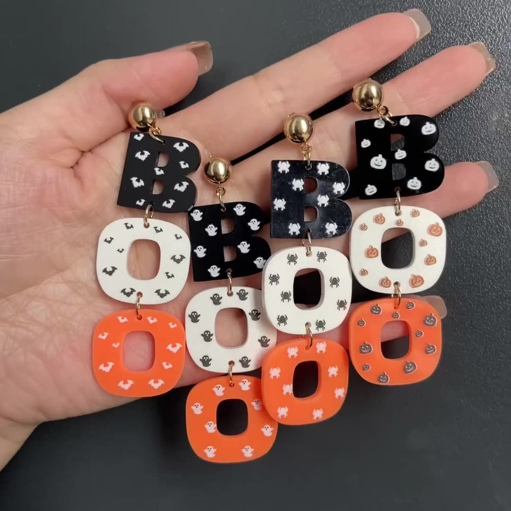 Boo Letter Acrylic Halloween Dangle Earrings - view 1
