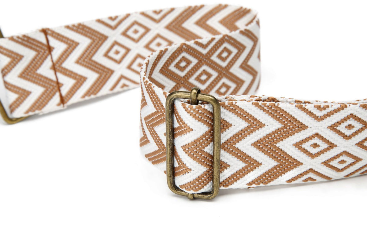 Zip Front Sling Bag With Chevron Strap - Brown - 7