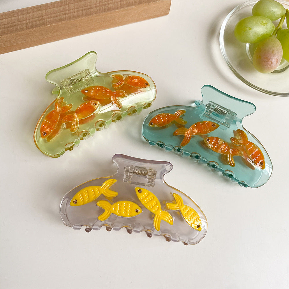 Floating Goldfish Acetate Claw Clip - view 3