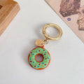 Donut Charm Keychain With Snap Ring Clasp - Green