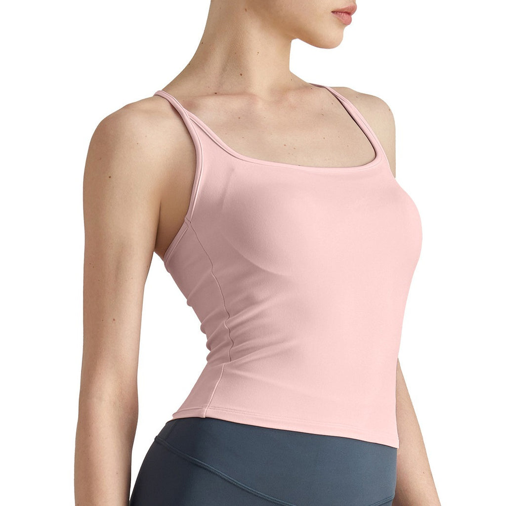 Square Neck Padded Racerback Fitted Yoga Tank