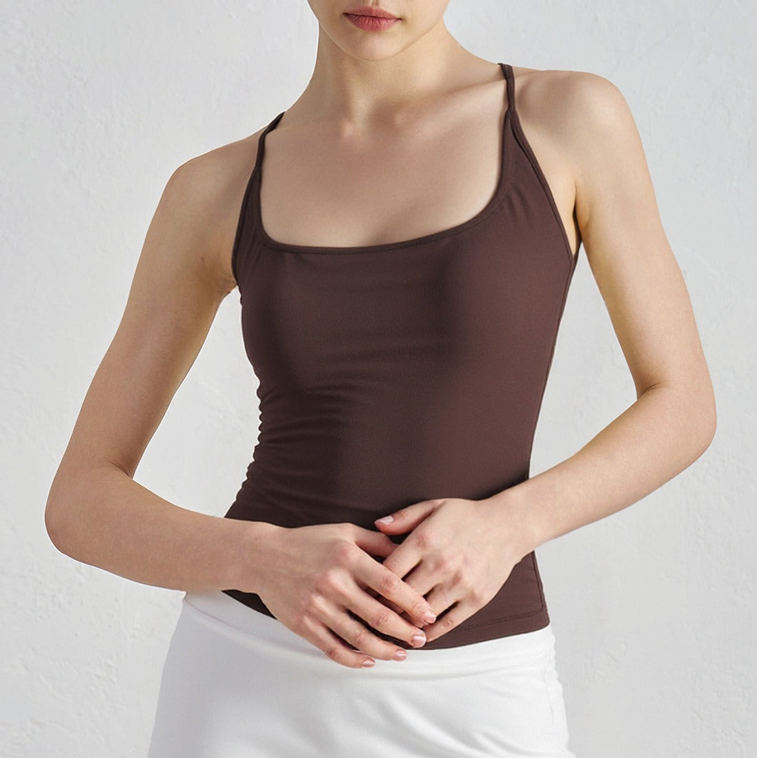 Square Neck Padded Racerback Fitted Yoga Tank