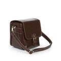 Vintage Buckle Flap Camera Messenger Bag - Small Brown