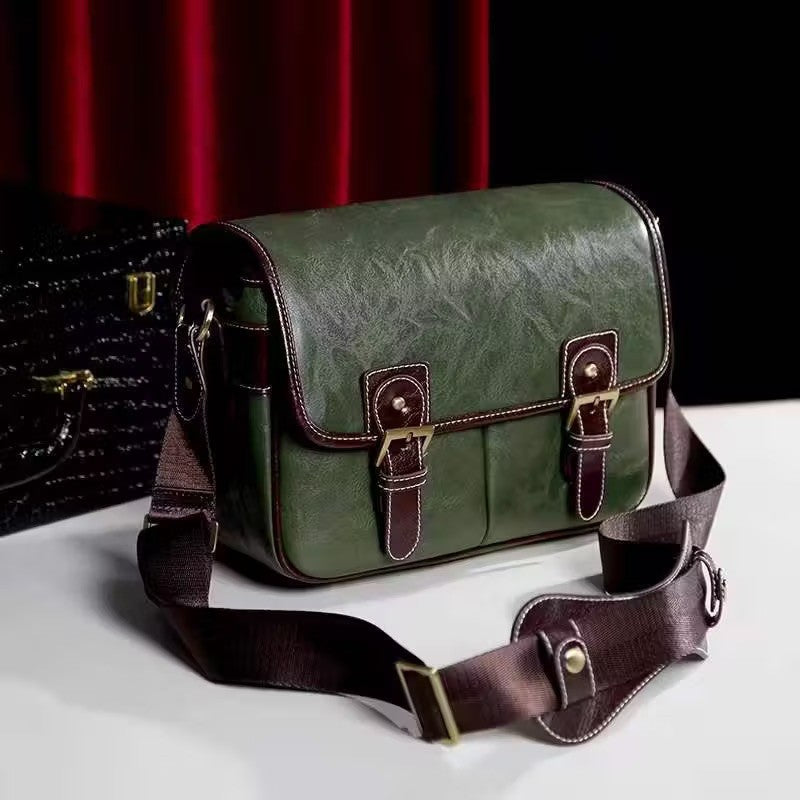 Vintage Buckle Flap Camera Messenger Bag