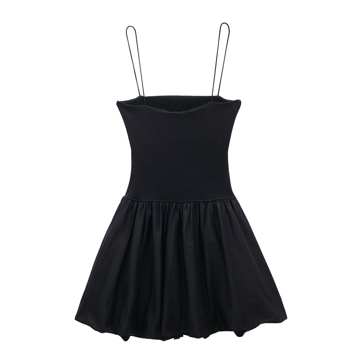 Drop Waist Mini Dress With Bubble Skirt - black