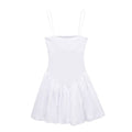 Drop Waist Mini Dress With Bubble Skirt - white