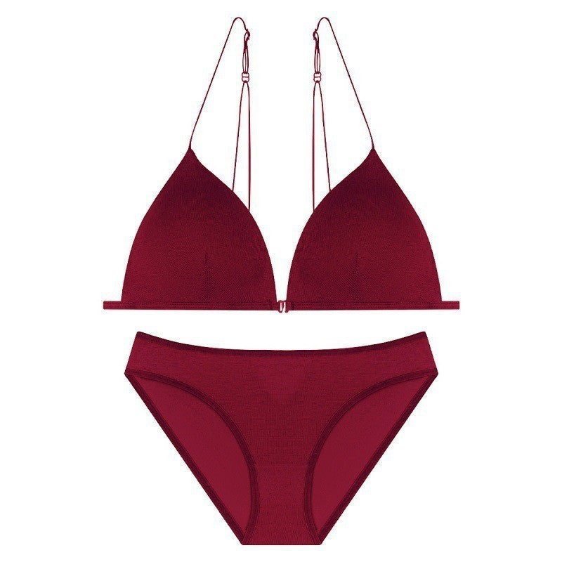 Cotton Front Closure Wireless Triangle Bralette