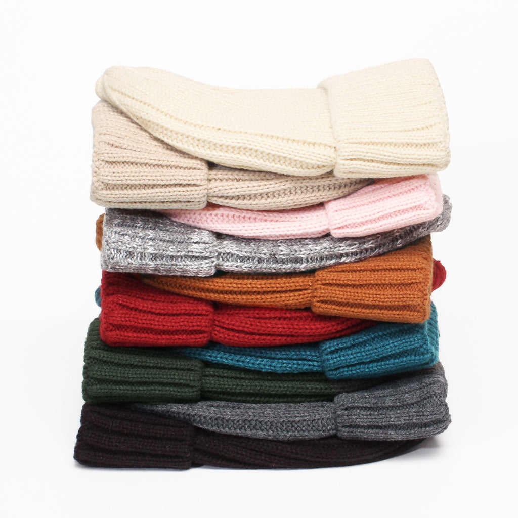 Satin Lined Ribbed Knit Beanie - Beige - 2