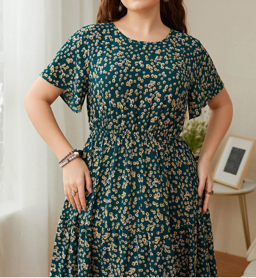 Ditsy Floral Flutter Sleeve Midi Dress