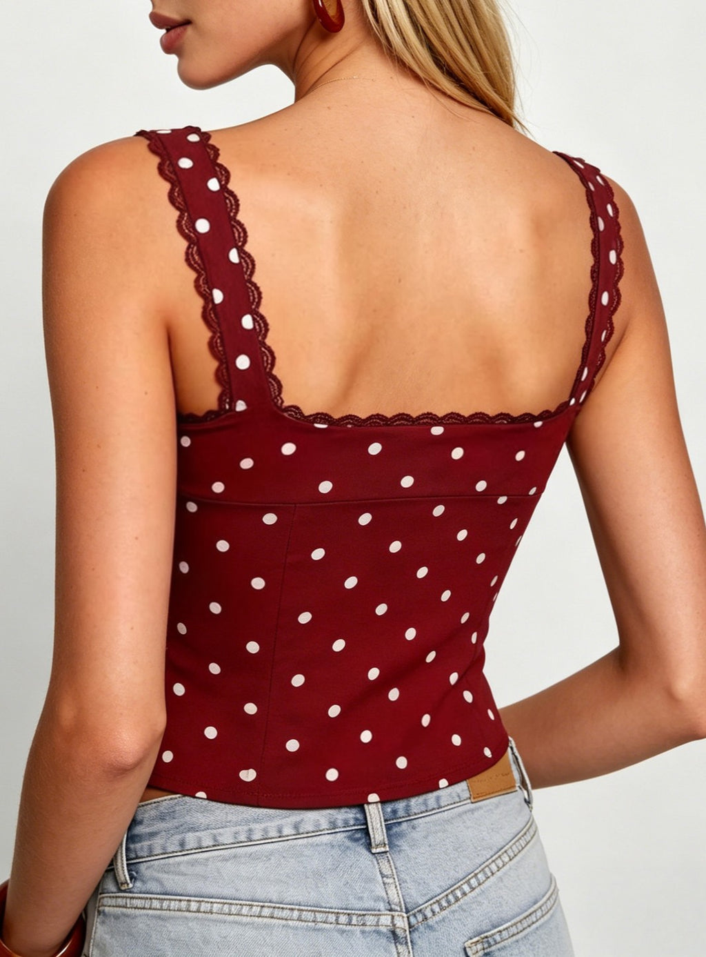 O-Ring Cutout Lace-Trim Bodycon Y2K Crop Top