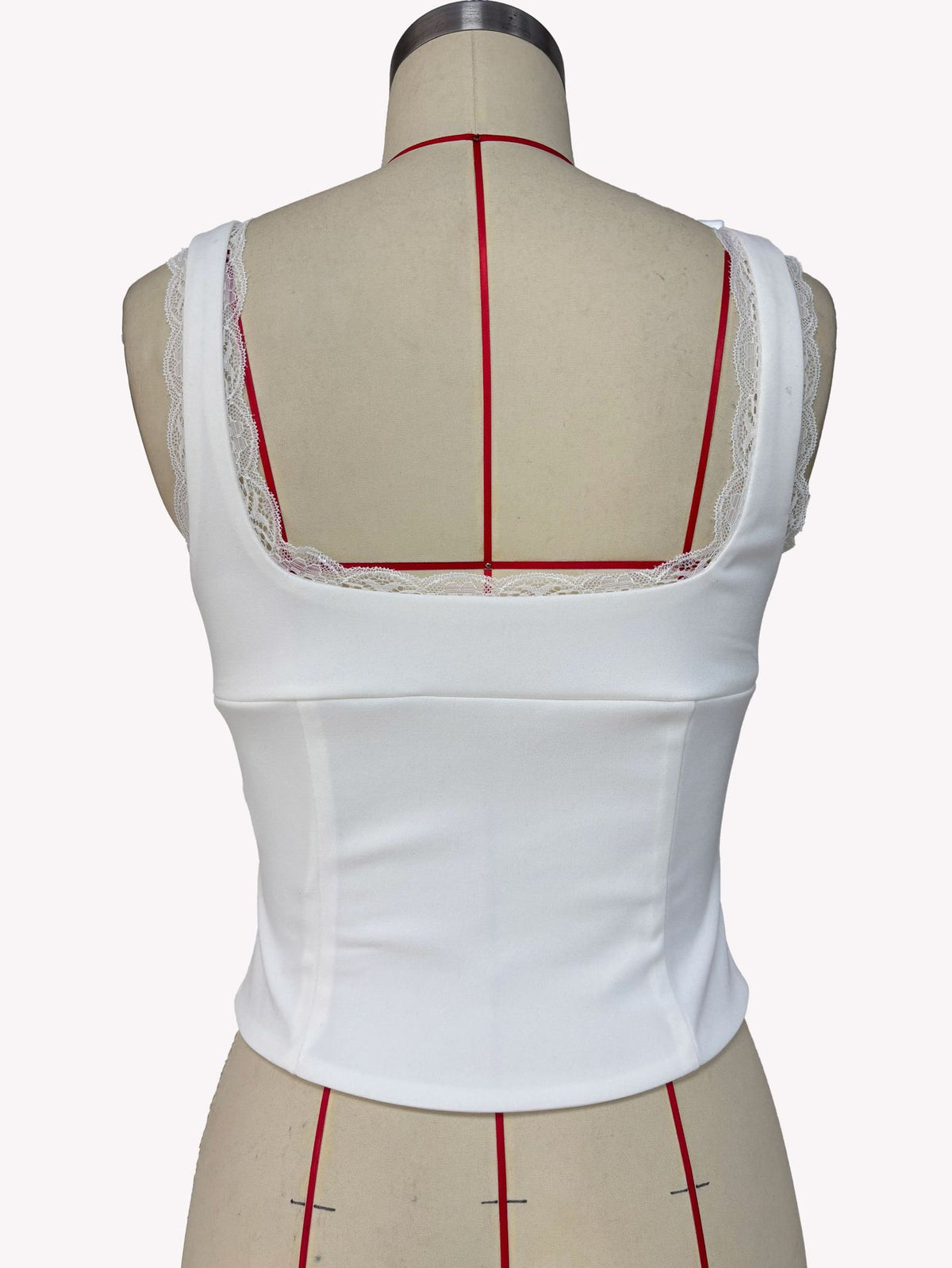 O-Ring Cutout Lace-Trim Bodycon Y2K Crop Top - view 2