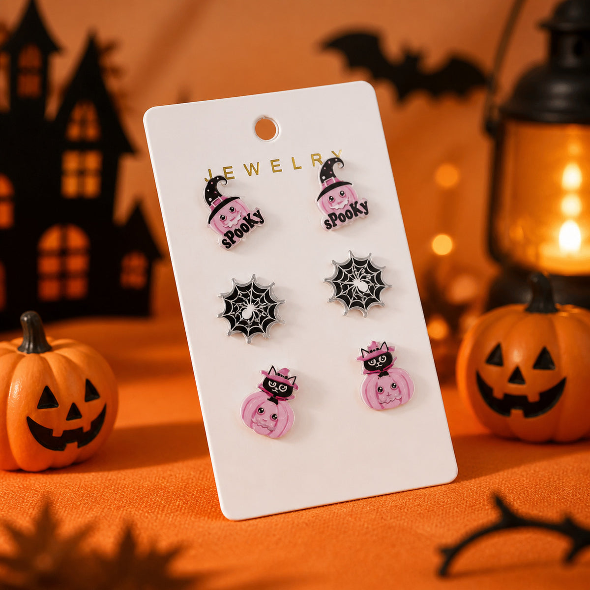 Spooky Halloween Stud Earrings Three Pair Set - NO-2