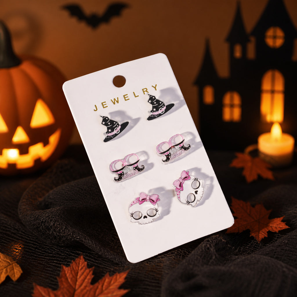 Spooky Halloween Stud Earrings Three Pair Set - NO-5