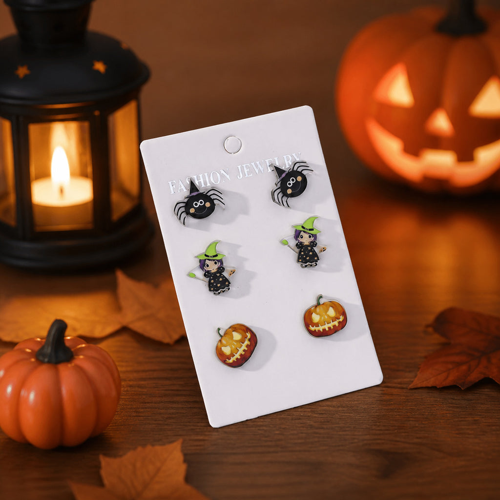 Spooky Halloween Stud Earrings Three Pair Set - NO-6