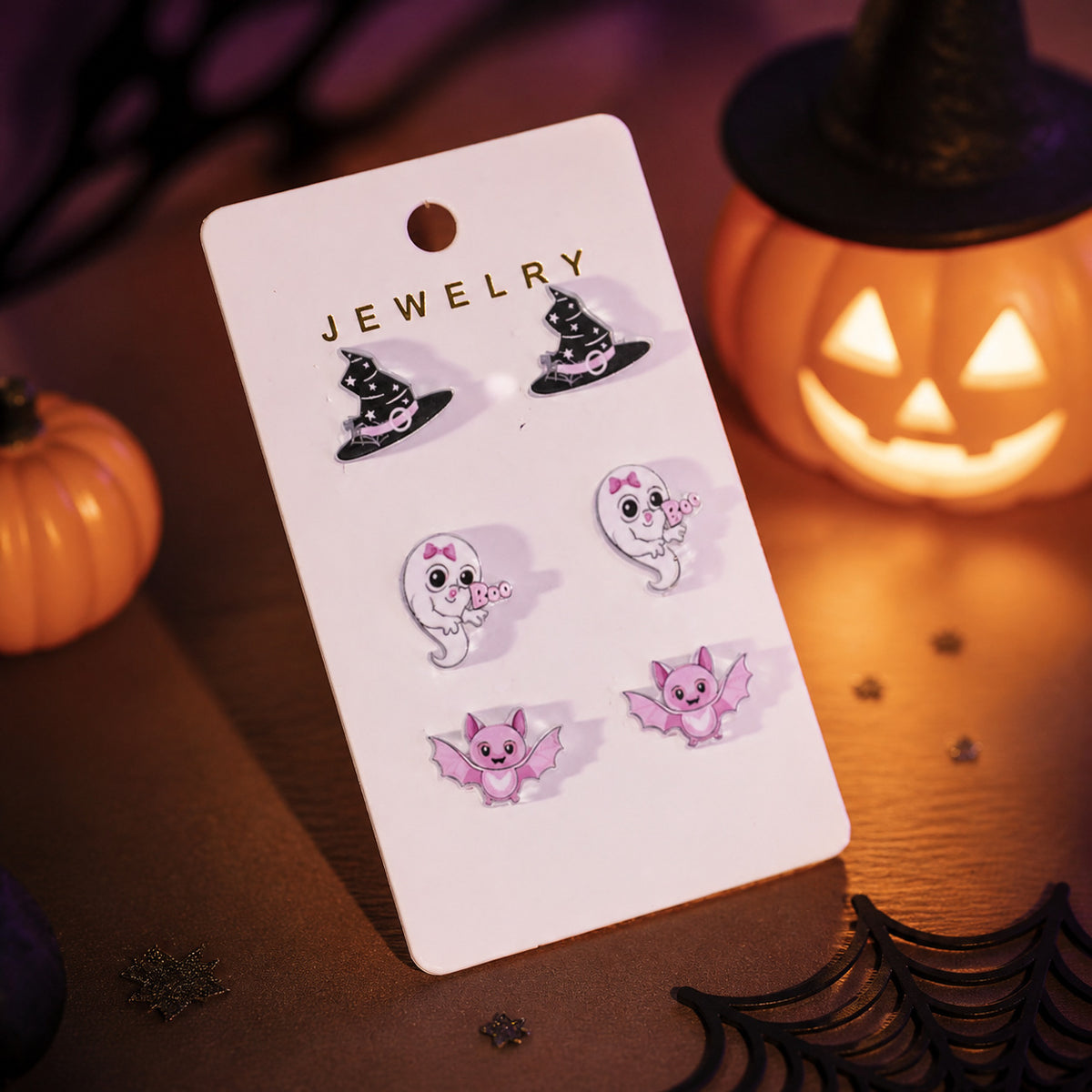 Spooky Halloween Stud Earrings Three Pair Set - NO-8