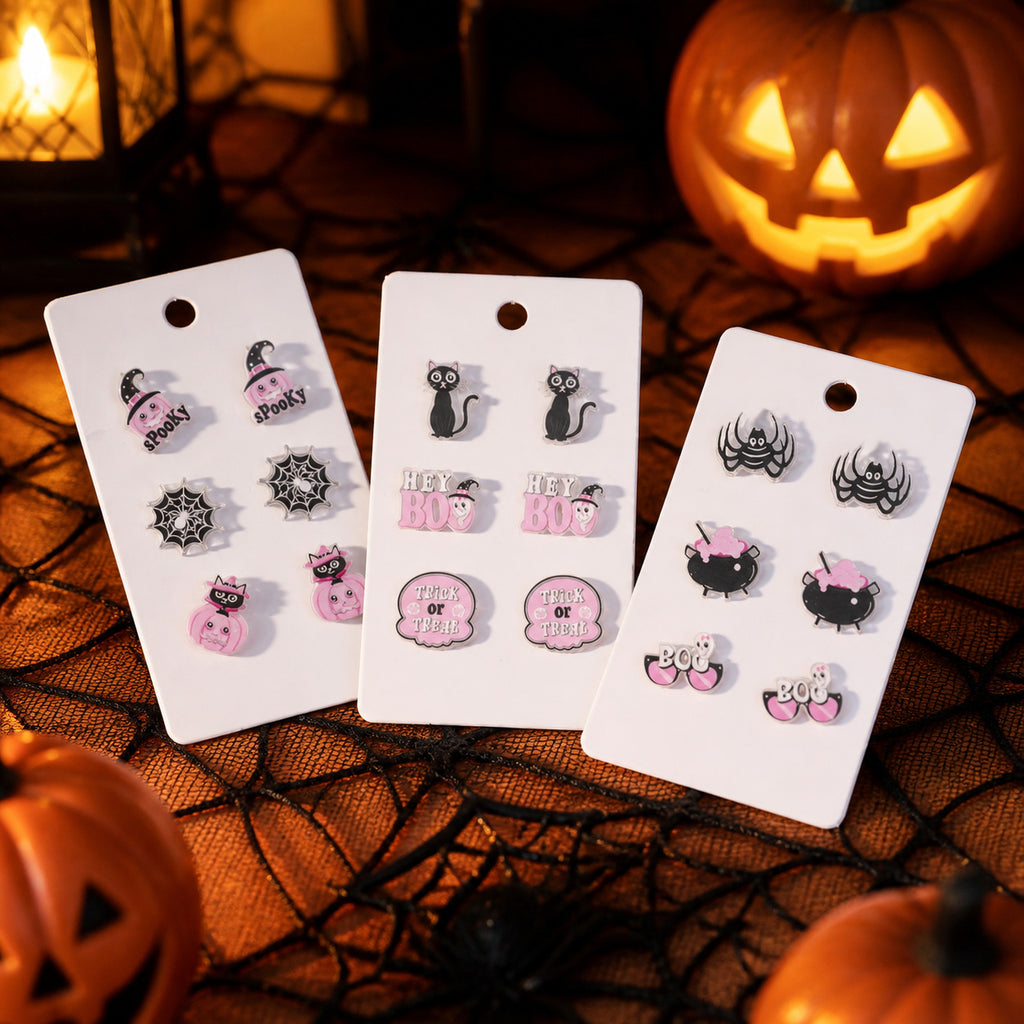 Spooky Halloween Stud Earrings Three Pair Set - view 1