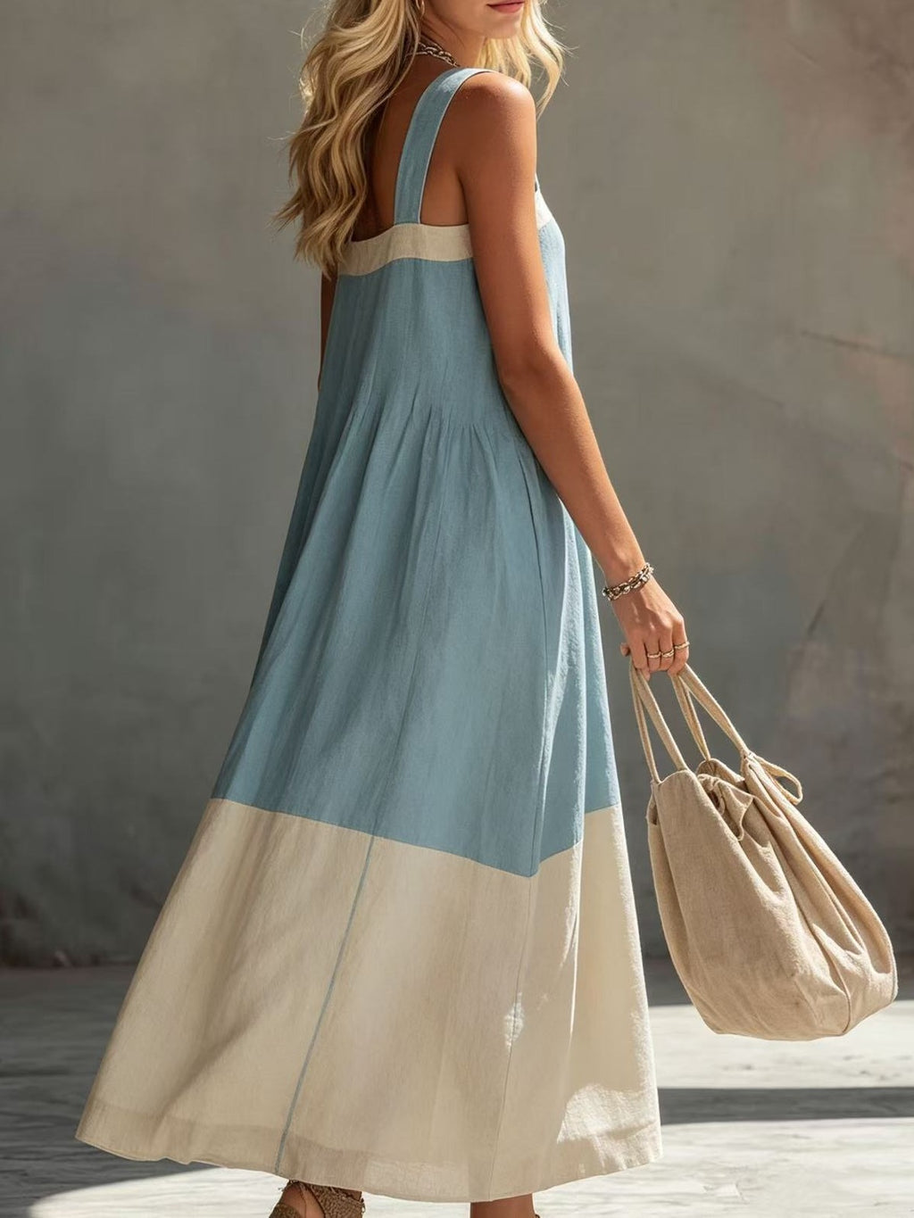 Two Tone Panelled Maxi Sundress
