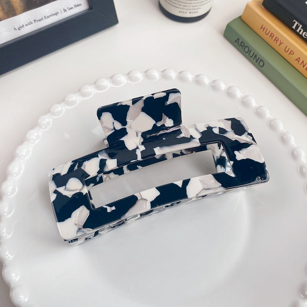 Oversized Rectangle Acetate Claw Clip - Cow