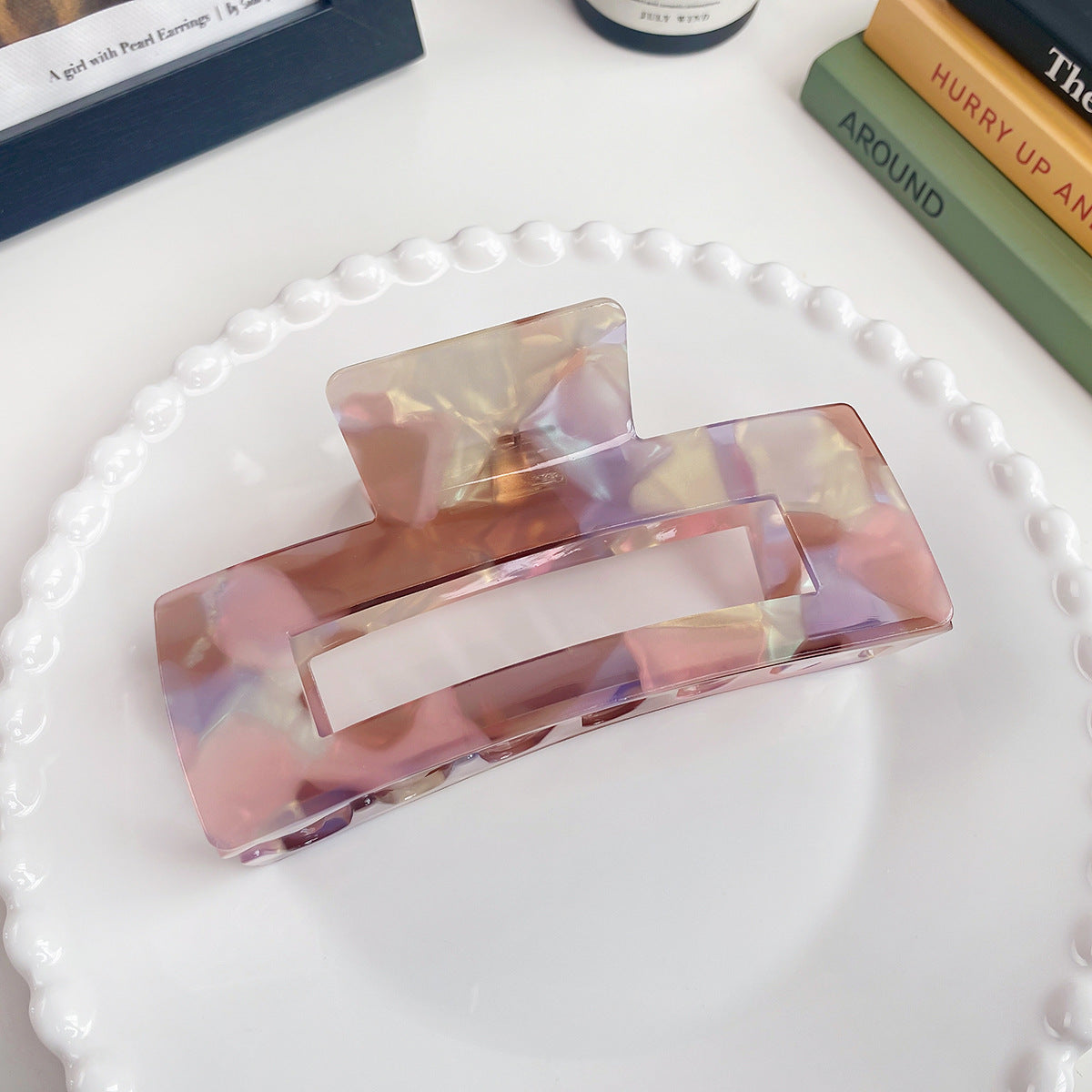 Oversized Rectangle Acetate Claw Clip - Jelly_Purple