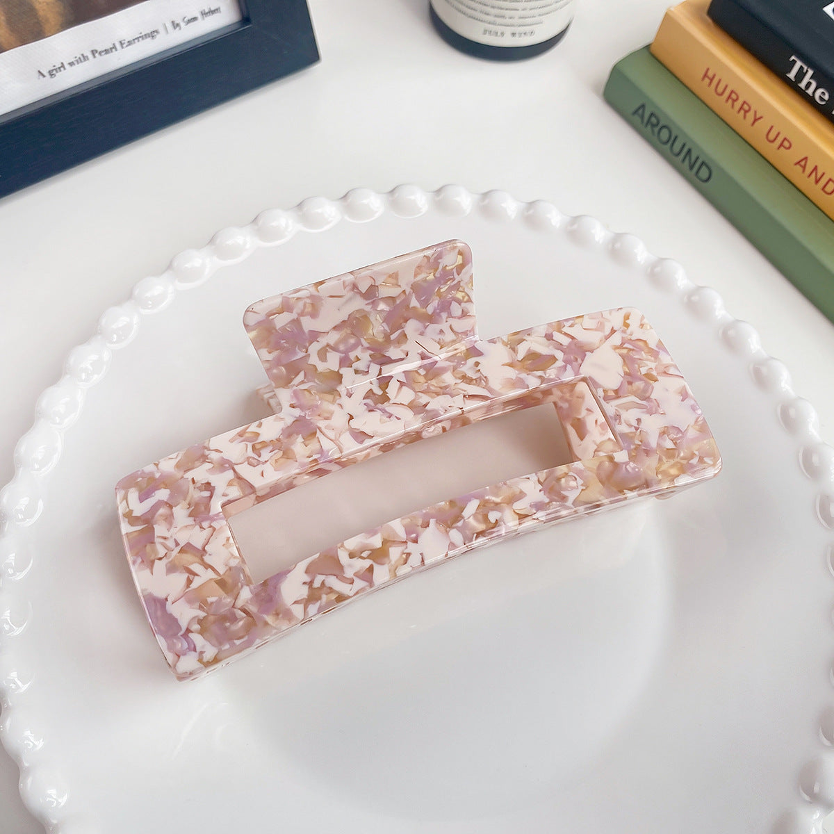 Oversized Rectangle Acetate Claw Clip - Milk_Coffee