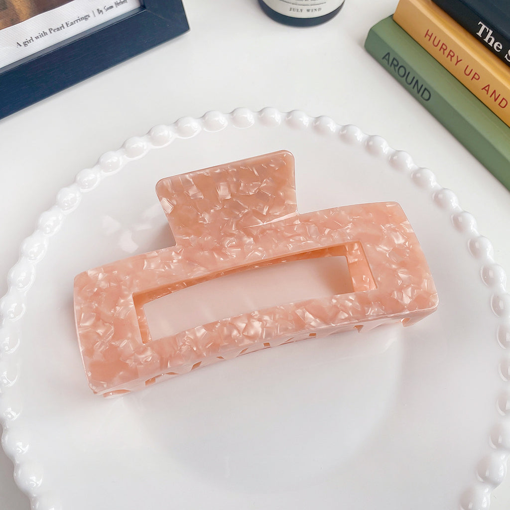 Oversized Rectangle Acetate Claw Clip - Powder