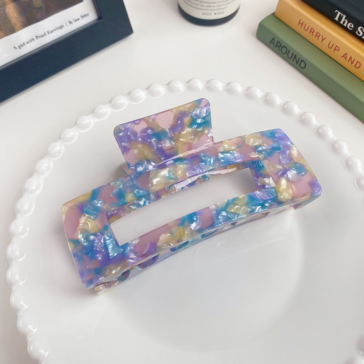Oversized Rectangle Acetate Claw Clip - Purple