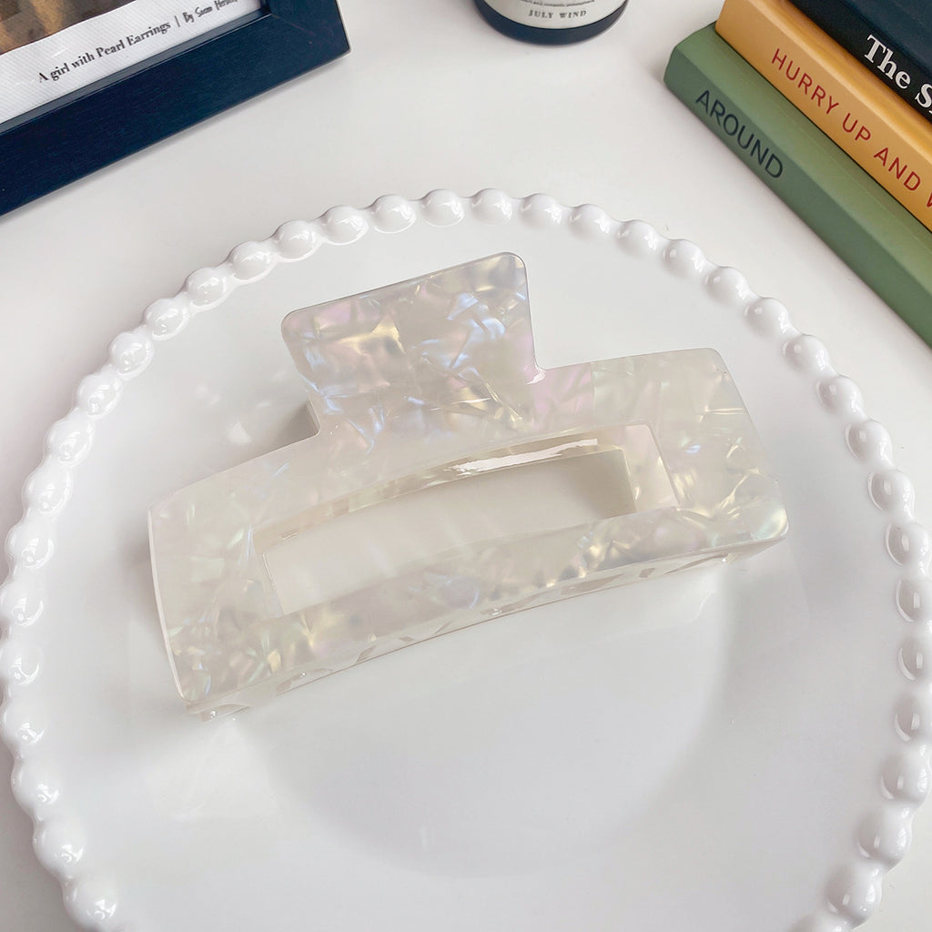 Oversized Rectangle Acetate Claw Clip - White