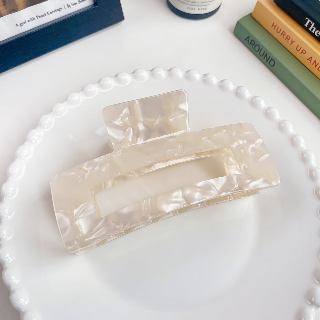 Oversized Rectangle Acetate Claw Clip - cameo